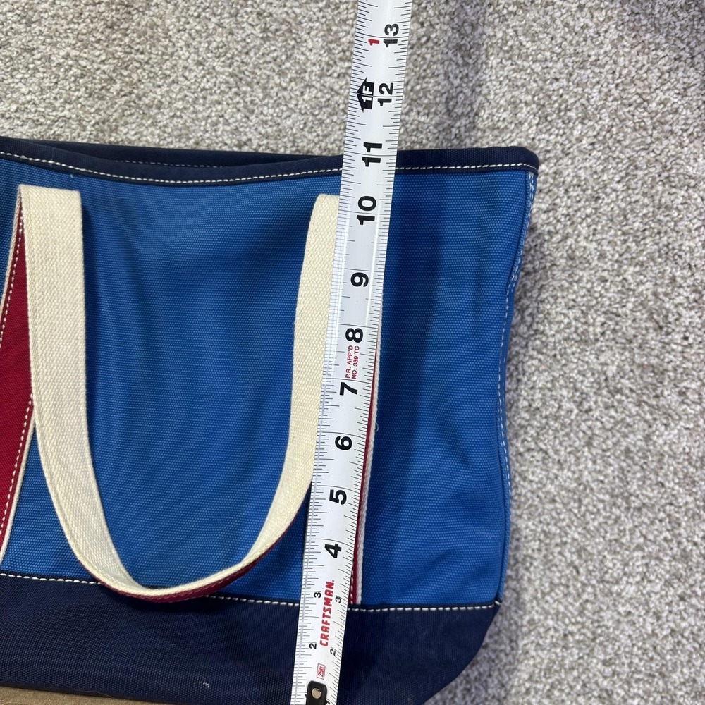 Lands' End Tote Bag Womens Medium Blue Canvas Colorblock Shoulder Handbag - Picture 7 of 7